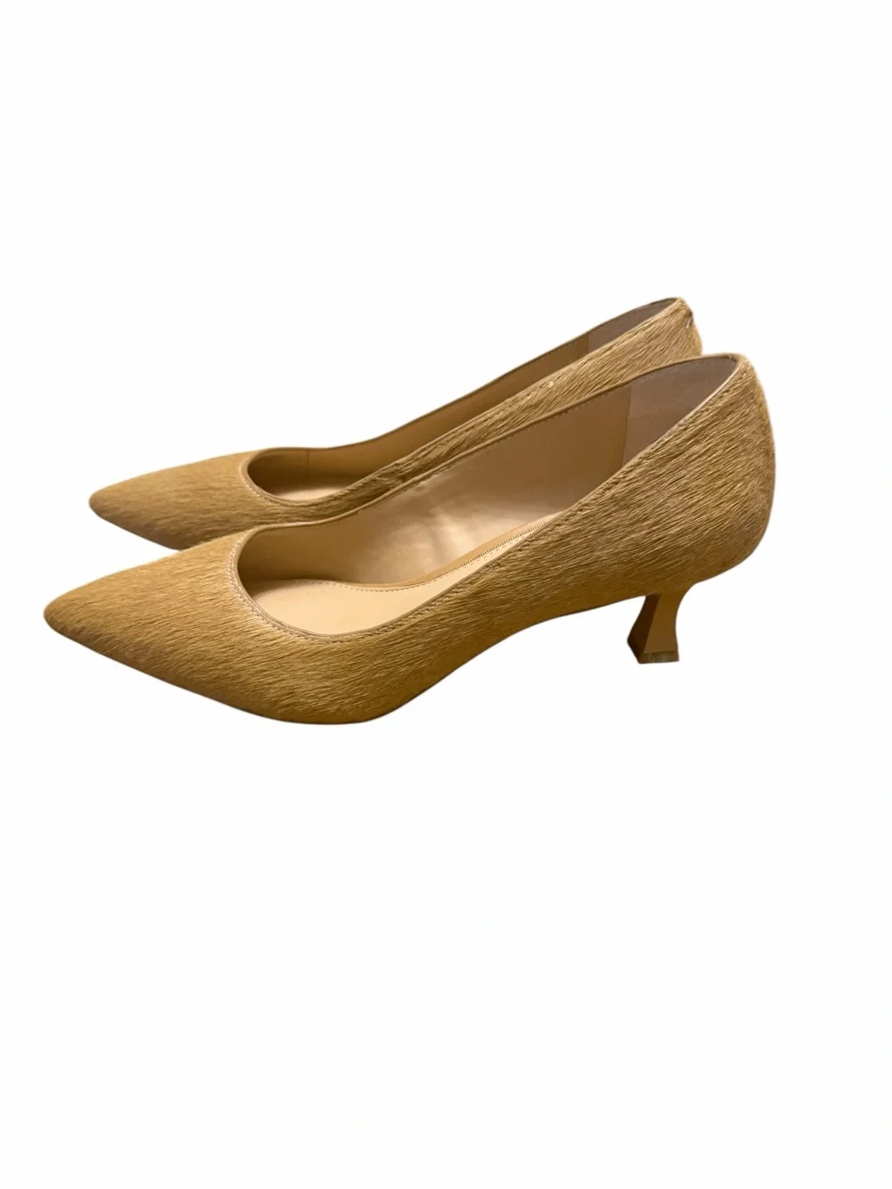 NWOB Gianni Bini Calf Hair Pointed Toe Kitten Heel Pumps Camel Tan Size 7